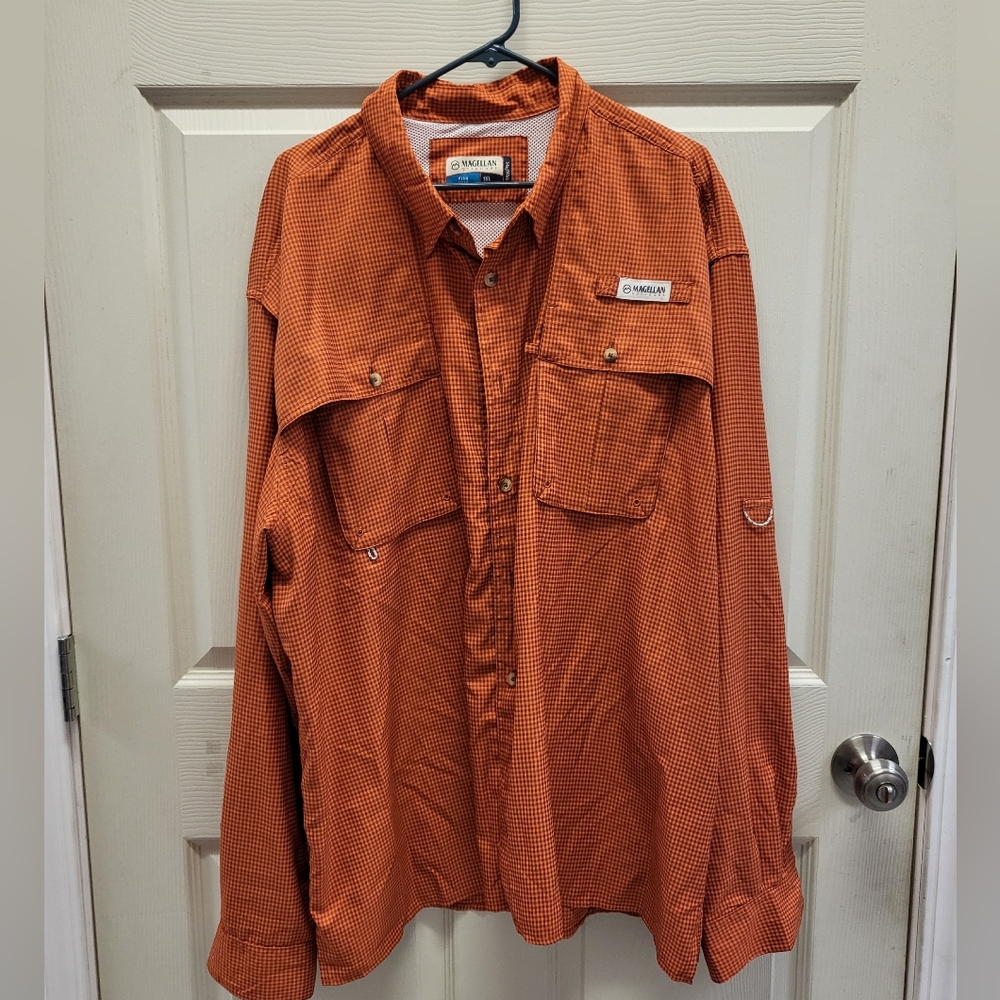 Magellan Fish Gear Mag Wick Outdoor Orange Check Vented 3XL